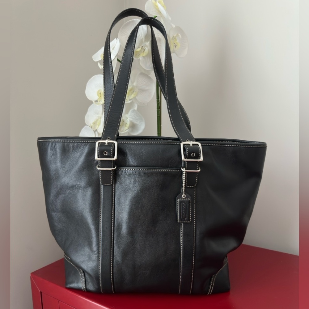 Coach Hampton Black Leather Tote - 6491